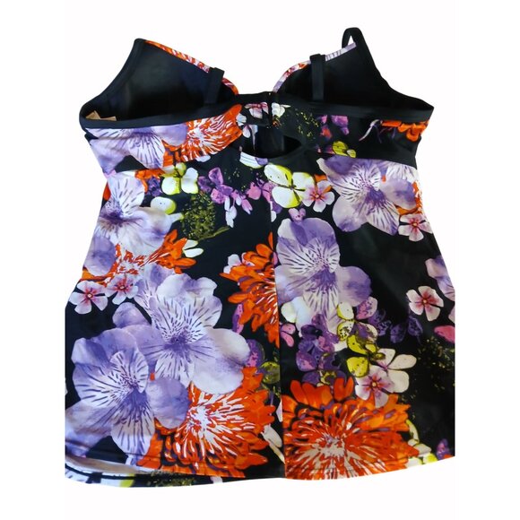 Swim Cacique Womens Tankini Swim Top Floral Multicolor Size 44DDD Padded Cups - Picture 8 of 13